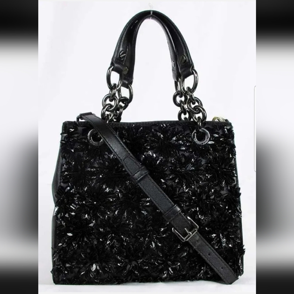 MICHAEL KORS FLORA BURST Black Leather N/S Sholder Bag/Purse 30F6TFBS1U